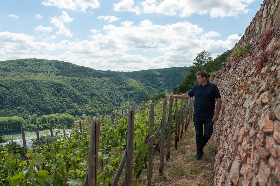 <p>Leitz-familiens erfaring som vinb&oslash;nder g&aring;r helt tilbake til 1744, men historien om dagens Weingut Leitz starter like etter andre verdenskrig, da Johannes' bestefar Josef Leitz gjenoppbygget en s&oslash;nderbombet ving&aring;rd.</p>
<p>Vinhuset ble i en kort periode drevet av Johannes' far Antonius, som d&oslash;de da s&oslash;nnen var bare 14 m&aring;neder gammel. Moren overtok da ansvaret for eiendommen, parallelt med &aring; drive blomsterbutikk og m&aring;lbevisst hjelpe s&oslash;nnen inn i rollen som selvstendig vinmaker.</p>
<p>Etter &aring; ha tatt en mastergrad i vitikultur og jobbet hos flere ulike vinprodusenter, overtok Johannes ving&aring;rden i 1985. Den gangen omfattet Weingut Leitz kun 2,1 hektar med vinmark og en liten kjeller bak morens blomsterbutikk. Johannes er en arbeidsom og kvalitetsbevisst mann, og startet dermed tidlig med &aring; legge om arbeidet for &aring; lage bedre viner. Han solgte derfor unna de d&aring;rligste vinmarkene, for s&aring; &aring; kj&oslash;pe parseller i mange av de beste vinmarkene i R&uuml;desheim. I dag best&aring;r eiendommen av imponerende 53 hektar med vinmark.</p>